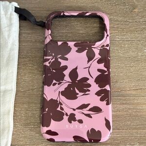 Burga Floral Design Phone Case - Pink and Brown